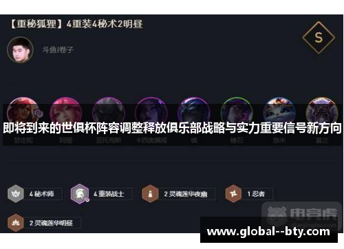 即将到来的世俱杯阵容调整释放俱乐部战略与实力重要信号新方向